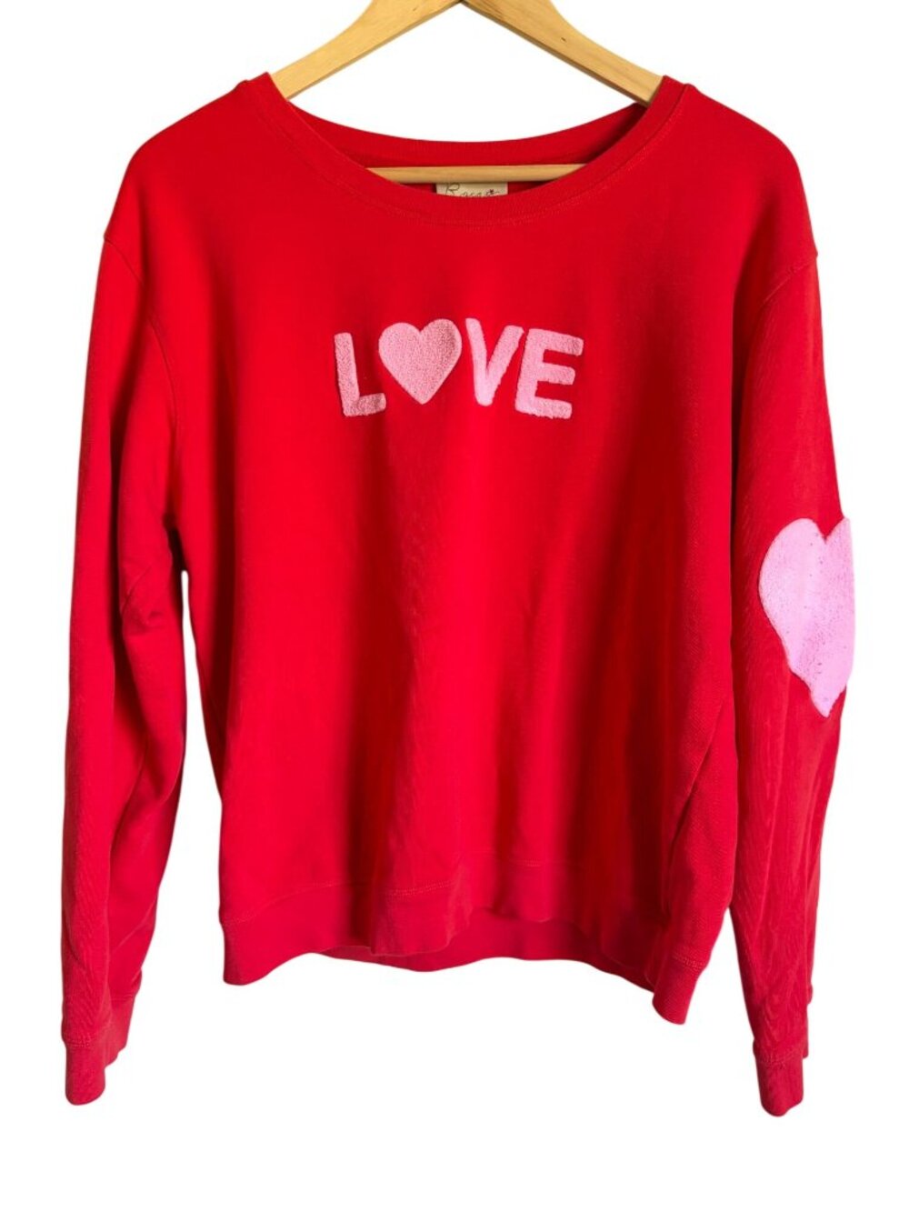 Rosas Size Medium Heart Red Sweatshirt Elbow Patches